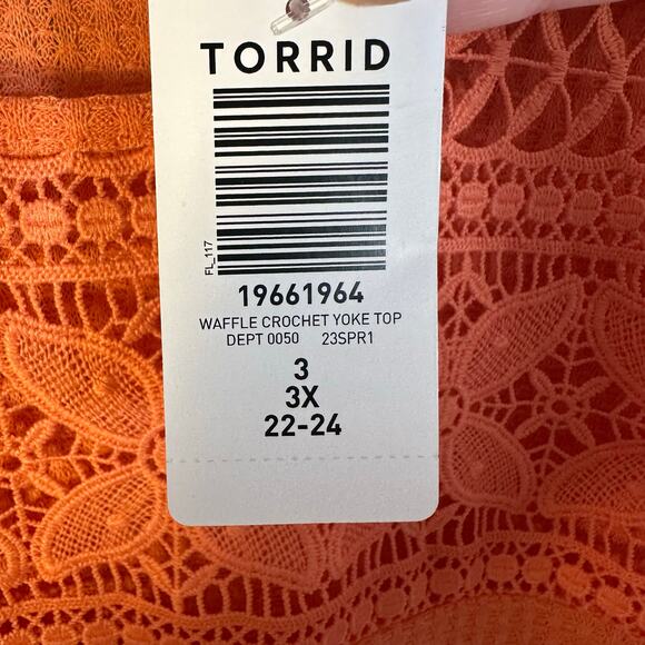 Torrid women’s top waffle knit lace long sleeve romantic fall bohemian plus size - Picture 4 of 9
